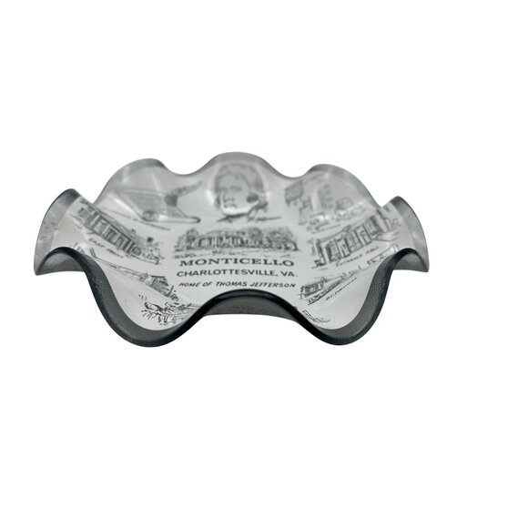 Monticello Souvenir Decorative Fluted Glass Trinket Dish Thomas Jefferson Home - Picture 3 of 8